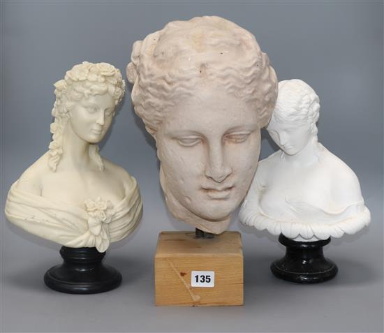 A composition Greek head and two busts